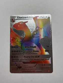 Rainbow Charizard GX Silver Foil Fan Art Textured Display Card NM - Image 1