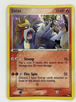 2005 Entei - 1/17 - Pokemon Pop Series 2 Non-Holo Rare Card Promo - Image 3