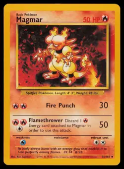 Magmar 36/102 Uncommon Base Set Unlimited Pokemon Lightly Played - Image 1
