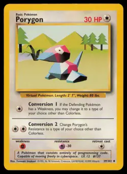 Porygon 39/102 Uncommon Base Set Unlimited Pokemon Lightly Played - Image 1