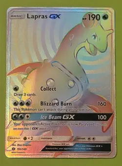 2017 Pokemon Sun & Moon #151/149 Lapras GX Rainbow Secret Rare NM - Image 1