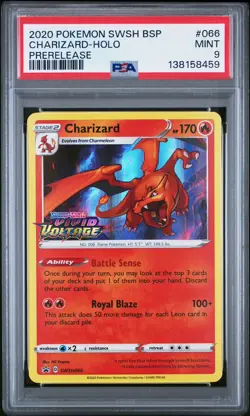 Pokemon 2020 Charizard SWSH066 Holo Prerelease Promo Vivid Voltage PSA 9 - Image 1