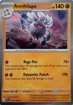 Pokemon TCG - Annihilape - Scarlet & Violet - Rare Holo - 109/198 - Image 1