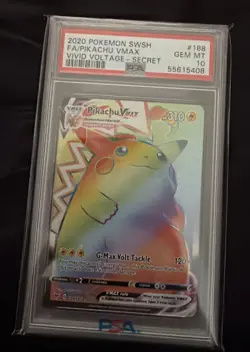 Pokemon 2020 Pikachu VMAX 188/185 Full Art SR Vivid Voltage GEM MINT PSA 10 - Image 1