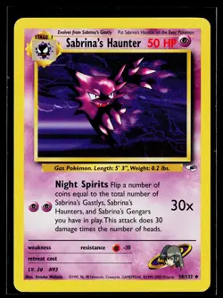 Pokemon Gym Heroes Sabrina's Haunter 58/132 Non Holo LP - Image 1