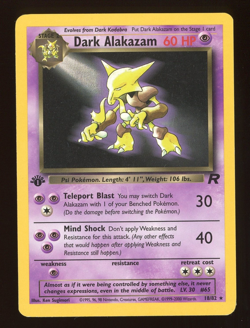 1999 Pokemon TCG Team Rocket 1st Edition Dark Alakazam 18/82 - Image 1