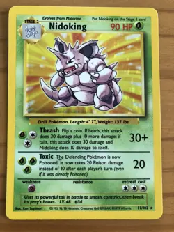 Pokemon - Nidoking - Holo - Base Set Unlimited - Moderate Play - Image 1