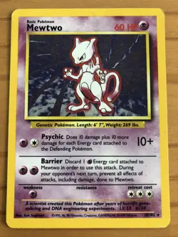Pokemon - Mewtwo - Holo - Base Set Unlimited - Heavy Play/Moderate Play - Image 1