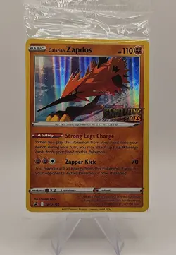 Pokemon TCG Galarian Zapdos Evolving Skies SWSH124 Holo Promo Promo (Sealed) - Image 1