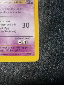 Wizards of the Coast Hypno 8/62 Fossil Holo Rare 90 HP ENG 1999 - Image 5