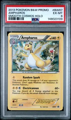 2013 POKEMON BLACK & WHITE PROMO SMOOTH COSMOS HOLO #BW67 AMPHAROS PSA 6 - Image 1