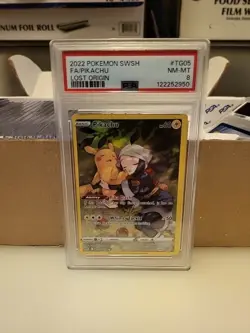 2022 Pokemon TCG SWSH: Lost Origin- Pikachu TG05/TG30 Trainer Gallery PSA 8 - Image 1