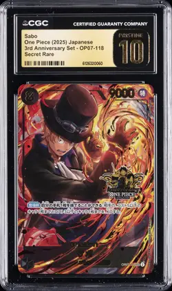 2025 ONE PIECE JAPANESE 3RD ANNIVERSARY SET SECRET RARE SABO CGC 10 PRISTINE - Image 1