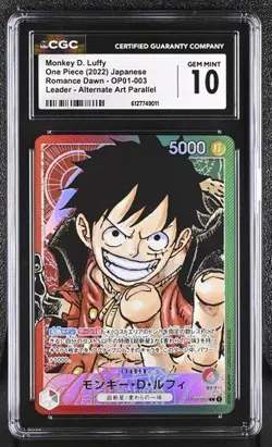 Bandai One Piece CCG Monkey D. Luffy OP01-003 Alternate Art Foil Japanese CGC 10 - Image 1