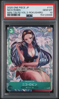 Nico Robin PSA10 2025 One Piece Japanese Mini-Tin Pack Set Vol.2-Rokushiro #111 - Image 1