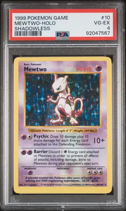 1999 POKEMON BASE SET SHADOWLESS #10 MEWTWO-HOLO PSA 4 - Image 1