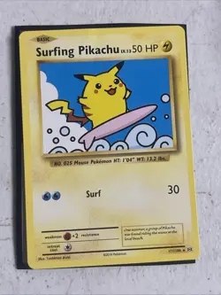 2016 Pokemon Evolutions XY Surfing Pikachu Secret Rare #111/108 - Image 1