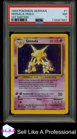 SIMSALA-HOLO 1ST EDITION POKEMON GERMAN 1999 1 PSA 7 - Image 1
