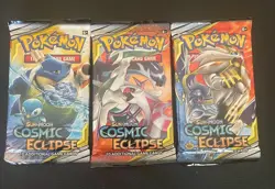 Pokemon TCG - Sun & Moon Cosmic Eclipse 3 Booster Packs Factory Sealed - Image 1