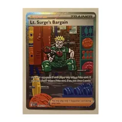 Pokemon TCG ME01 Lt. Surge's Bargain Secret Rare Full Art Holo 185/132 EN - Image 1