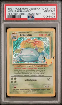 PSA 10 Venusaur Holo 15/102 Celebrations Classic Collection Pokemon 2021 - Image 1