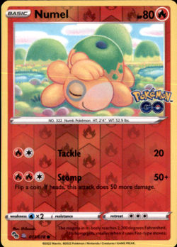 Numel Reverse Holo Common Pokemon GO 013/078 NM Shibuzoh 2022 - Image 1
