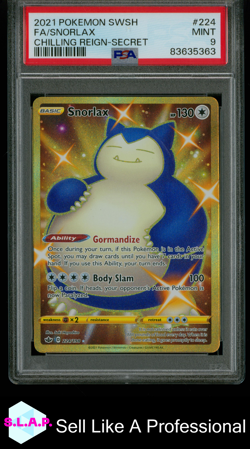 FA/SNORLAX CHILLING REIGN-SECRET POKEMON SWSH CHILLING REIGN 2021 224 PSA 9 - Image 1