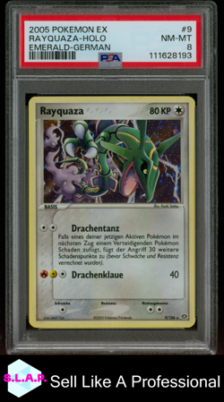 RAYQUAZA-HOLO EMERALD-GERMAN POKEMON EX EMERALD 2005 9 PSA 8 - Image 1