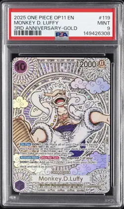 2025 ONE PIECE OP11-A FIST OF DIVINE SPEED #119 MONKEY D. LUFFY PSA 9 - Image 1