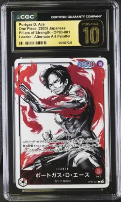 CGC 10 Portgas D. Ace #OP03-001 Japanese 2023 One Piece Pillars Of Strength - Image 1