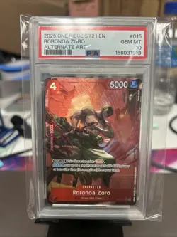 PSA 10 2025 One Piece Starter Deck ST21-015 Roronoa Zoro Alternate Art - Image 1