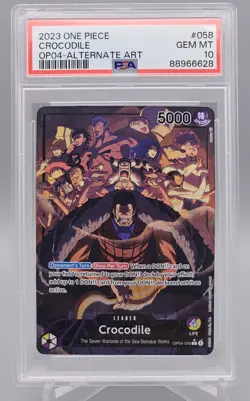 2023 One Piece Kingdoms of Intrigue Crocodile Alt Art Leader OP04-058 PSA 10 Gem - Image 1