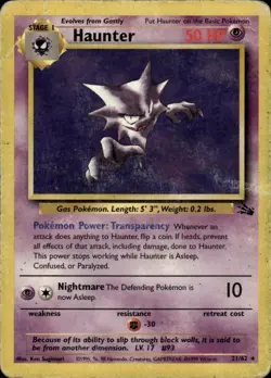 Haunter 21 Rare Fossil 21/62 Psychic Unlimited Pokemon Card - Image 1
