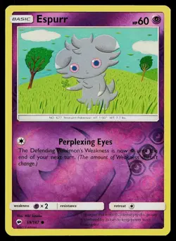 Pokemon Card Burning Shadows Espurr 59/147 Reverse Holo Common - Image 1