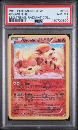 Growlithe Pokemon Black White Legendary Treasures Radiant RC4/RC25 PSA 8 - Image 1