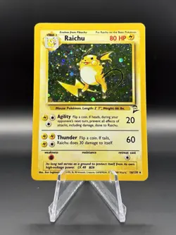 Raichu - 16/130 - Pokemon Base Set 2 Vintage WOTC LP/NM Rare Holo 2000 - Image 1