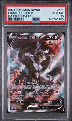 2021 POKEMON SWSH BATTLE STYLES #151 FULL ART/SINGLE STRIKE URSHIFU V PSA 10 - Image 1