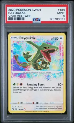 2020 POKEMON SWORD & SHIELD VIVID VOLTAGE #138 RAYQUAZA PSA 9 - Image 1