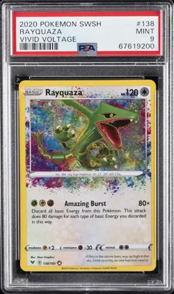 2020 POKEMON SWORD & SHIELD VIVID VOLTAGE #138 RAYQUAZA PSA 9 - Image 1