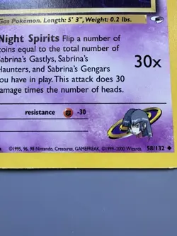 Pokemon Sabrina’s Haunter 1st Edition 58/132 Card - Image 3