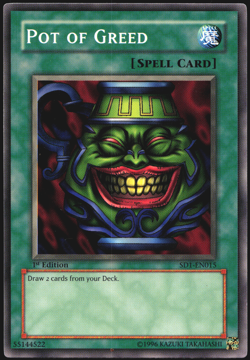 Yugioh Card Pot of Greed SD1-EN015 1st Edition - Image 1