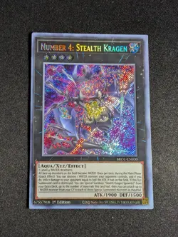Yugioh - Number 4: Stealth Kragen BROL-EN030 1st Edition Secret Rare NM - Image 1