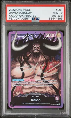 One Piece Bandai 2022 Kaido Leader ST04-001 Autographed PSA 9 Starter Deck Card - Image 1