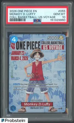 2026 One Piece EN College Basketball US Voyage #055 Monkey D Luffy PSA 10 - Image 1