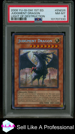 JUDGMENT DRAGON YUGIOH SECRET RARE LODT 26 2008 ENGLISCH PSA 8 - Image 1