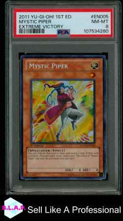 MYSTIC PIPER YUGIOH SECRET RARE EXVC 5 2011 ENGLISCH PSA 8 - Image 1
