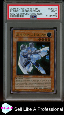 ELEMENTARHELD BUBBLEMAN YUGIOH ULTIMATE RARE 1ST. EDITION CRV-DE014 2005 PSA 9 - Image 1
