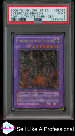 CYBERFINSTERNIS DRACHE YUGIOH ULTIMATE RARE 1ST EDITION CDIP-DE035 2006 DE PSA 9 - Image 1