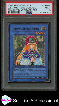 ELEMENTARHERRIN DORIADO YUGIOH ULTIMATE RARE 1ST EDITION TLM-DE034 2005 DE PSA 9 - Image 1
