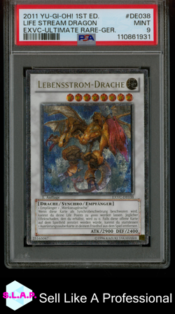 LEBENSSTROM-DRACHE YUGIOH ULTIMATE RARE 1ST. EDITION EXVC-DE038 2011 PSA 9 - Image 1